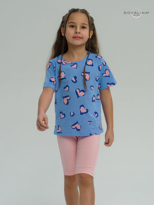Костюм Актив розовые сердечки на голубом-розовый - Sovalina фото 9