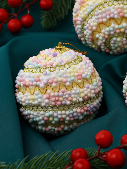 Ёлочные игрушки Абель галант, шары новогодние, d=8 см, 3 шт., колор - Зимнее волшебство фото 2