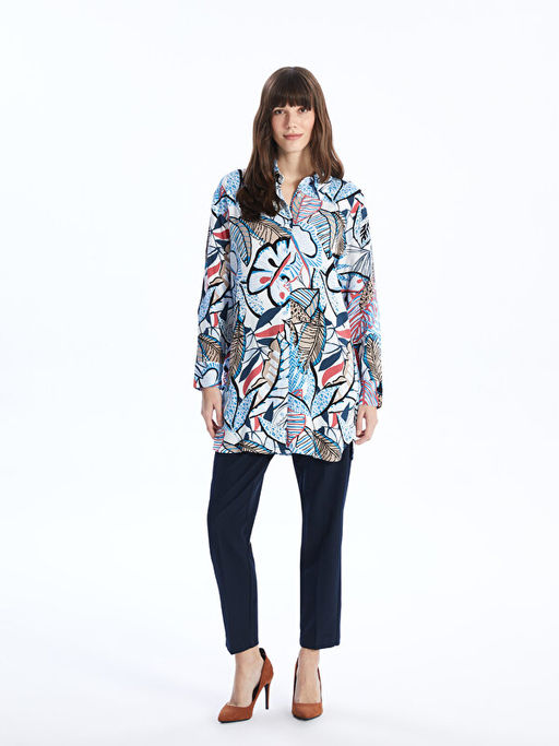 Desenli Uzun Kollu Oversize Kad?n G?mlek Tunik