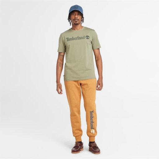Мужская футболка Timberland T-Shirt Kennebec River Linear Logo Regular зеленая  фото 2