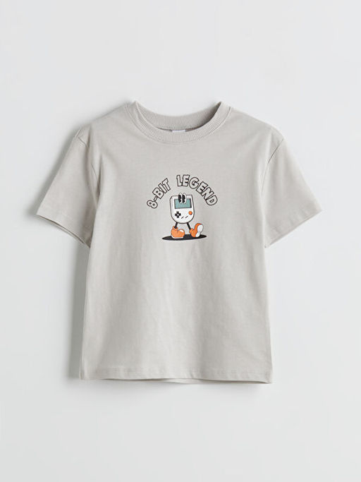 Bisiklet Yaka Bask?l? Erkek ?ocuk Ti??rt