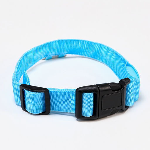Ошейник с подсветкой, зарядка от USB, размер XL, ОШ 42-56 см, 3 режима, голубой - Пижон фото 2