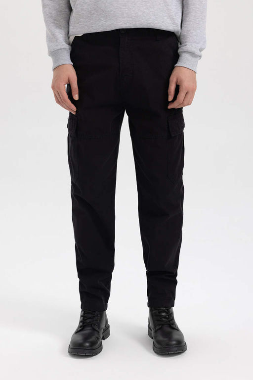 Прямые габардиновые брюки с карманами-карго и карманами Relax Fit - Defacto фото 4