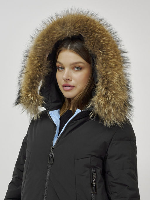 Куртка ПРЕМИУМ КЛАССА зимняя с мехом ЕНОТА, черного цвета - Mtforce фото 10