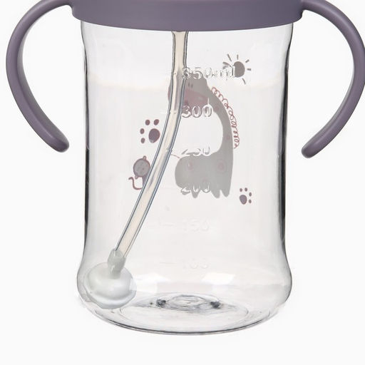 Поильник - непроливайка детский Крошка Я с силиконовой трубочкой и грузиком, от 9 мес., 350 мл., с ручками, розовый