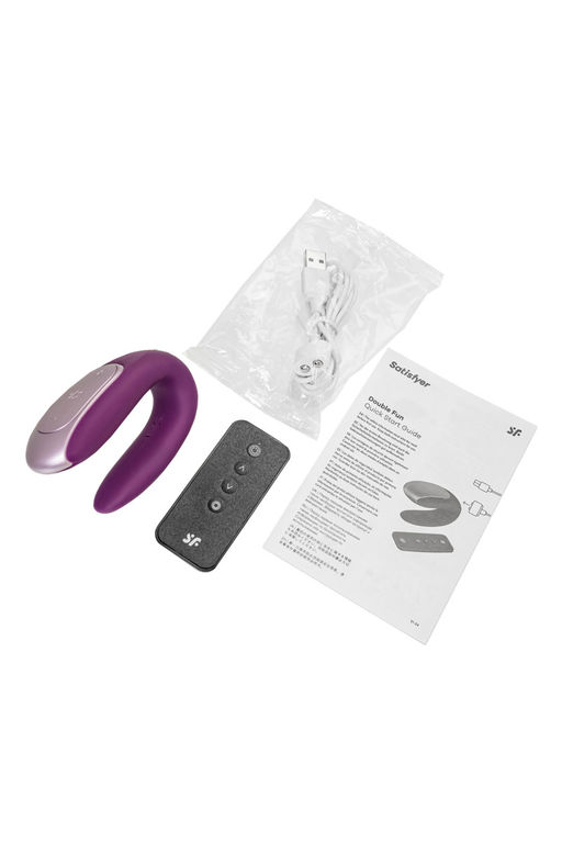 Многофункциональный стимулятор для пар Satisfyer Partner Double Fun, силикон, фиолетовый, 18 см
