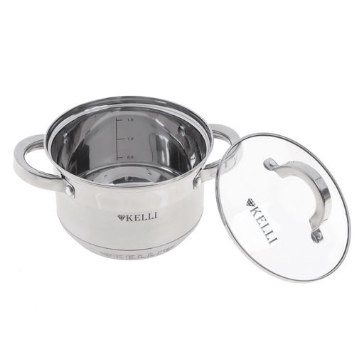Набор посуды нерж. "Kelli" 3 пр со стекл. крышками, арт. KL-4246 (ШТРИХ КОД НЕ ЗАБИВАТЬ -ДЛ)