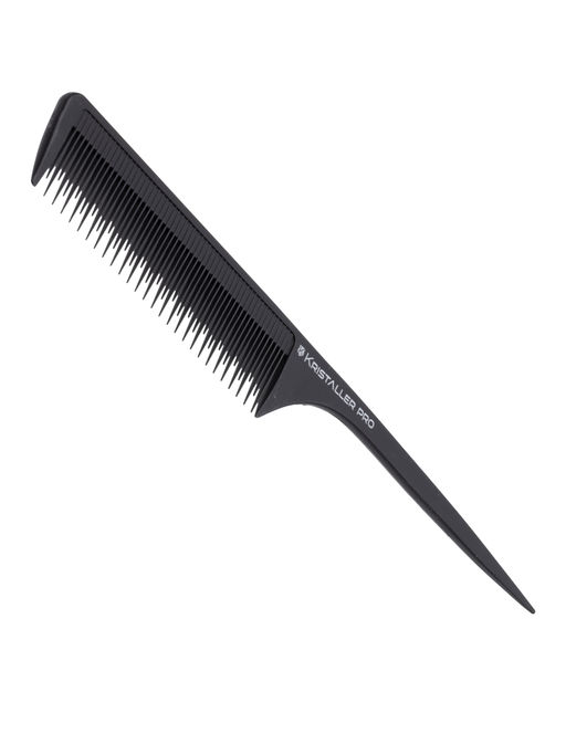 Kristaller Профессиональный гребень для волос с ручкой 8612, карбон, черный, 24 см фото 3