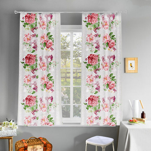 "Летний букет" Шторы для кухни, 2шт 148х160см, на шторной ленте, хлопок "Комфорт" 171г/м2, "Домашняя мода" (Россия)