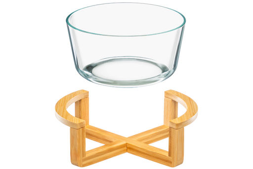 Блюдо для сервировки и запекания 1,4 л 21,5*18*10,5 см GLASKRAFT круглое с бамбуковой подставкой - Elan gallery фото 6