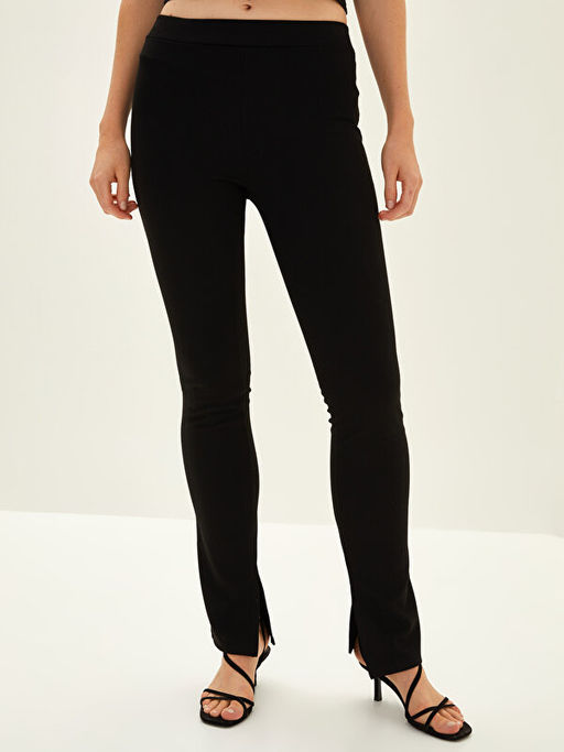 Kad?n Beli Lastikli Slim Fit D?z Pantolon