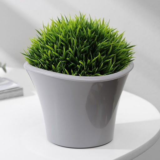 Цена за 2 шт. Кашпо для цветов со вставкой «Лагуна», 600 мл, d=13 см, h=9 см, цвет серый