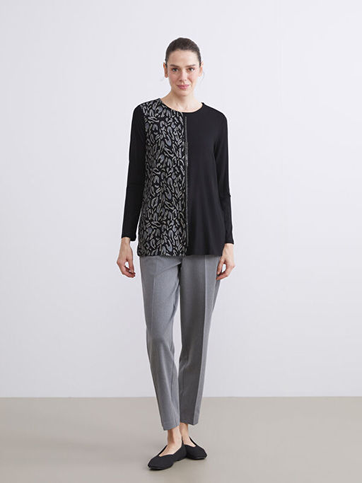 Bisiklet Yaka Desenli Bluz