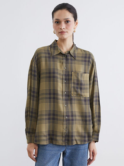 Ekose Poplin Oversize Kad?n G?mlek Tunik