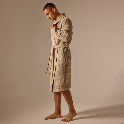 Халат вафельный мужской SL HOME: Chess «Саббиа», размер L, хлопок 100%, коричневый