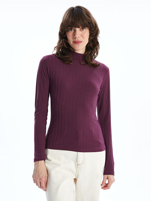 Dik Yaka D?z Uzun Kollu Kad?n Body