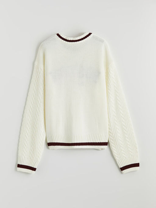 Bisiklet Yaka Nak??l? K?z ?ocuk Triko Kazak