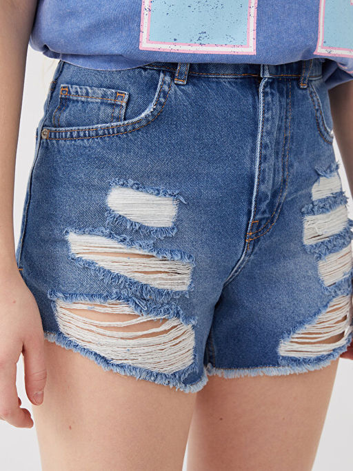 Standart Fit Y?rt?k Detayl? Kad?n Jean ?ort