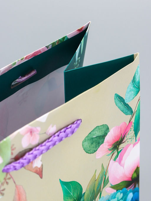 Цена за 2 шт. Пакет подарочный ламинированный Цветы и Радость 18?22.3?10 см