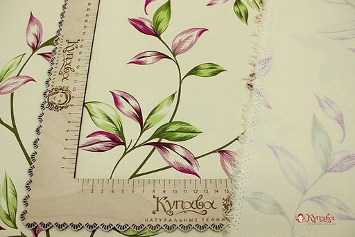 Интерьерный хлопок Нежные веточки на бледно-желтом, ш.1.5м, хлопок-100%, 240гр/м.кв - Купава фото 4