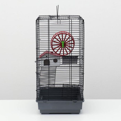 Клетка для грызунов Пижон №5, с 3 этажами, укомплектованная, 41 х 30 х 58 см, серая  фото 2