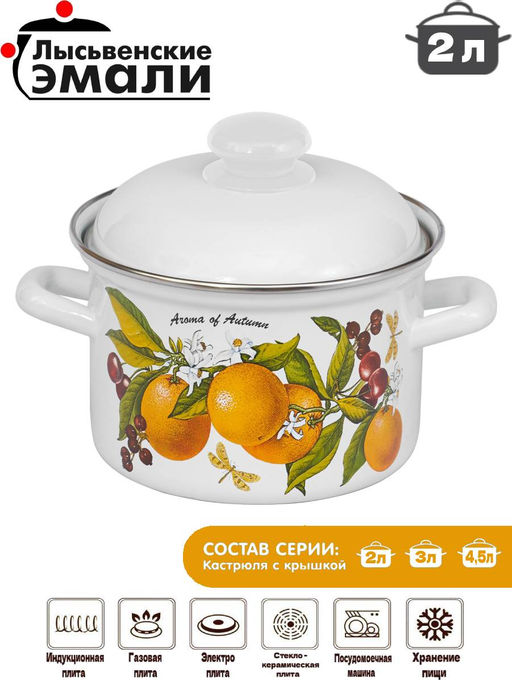 Кастрюля 2,0л 16104 АП2 Фруктовая фантазия - Лысьвенские эмали фото 2