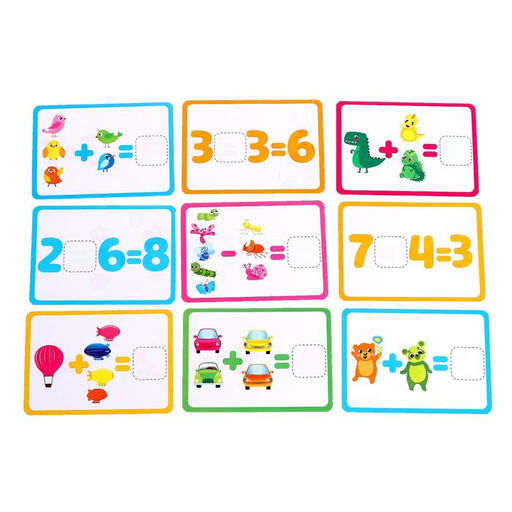 Обучающий набор: цифры на магнитах с карточками Весёлая математика, карточки с заданиями, по методике Монтессори - Iq-zabiaka фото 4