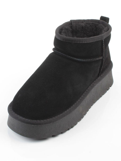 04-PF8520-1 BLACK Угги женские (натуральная замша, 100% шерсть)