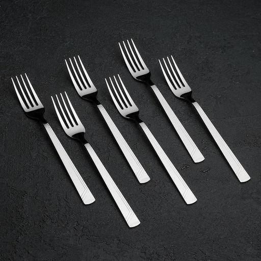 Цена за 6 шт. Вилка столовая «Аппетит», длина 20 см, толщина 2 мм, нержавеющая сталь, серебристая
