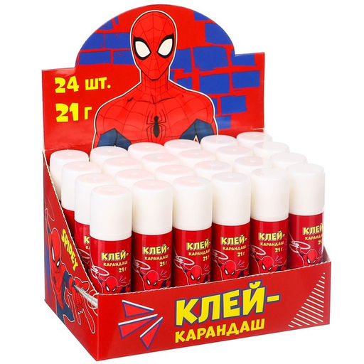 Цена за 24 шт. Клей-карандаш PVP 21 г, «Человек-паук»