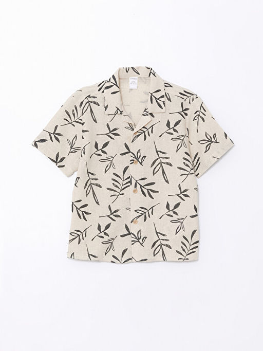 Resort Yaka K?sa Kollu Bask?l? Erkek Bebek G?mlek