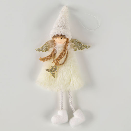Цена за 9 шт. Ёлочное украшение кукла Фея, белая - Milo toys фото 2