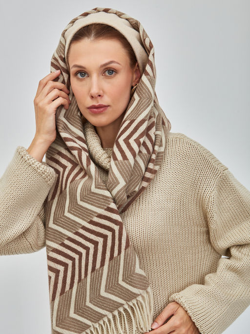 В составе шерсть и кашемир! теплый двусторонний палантин - Tantino фото 8