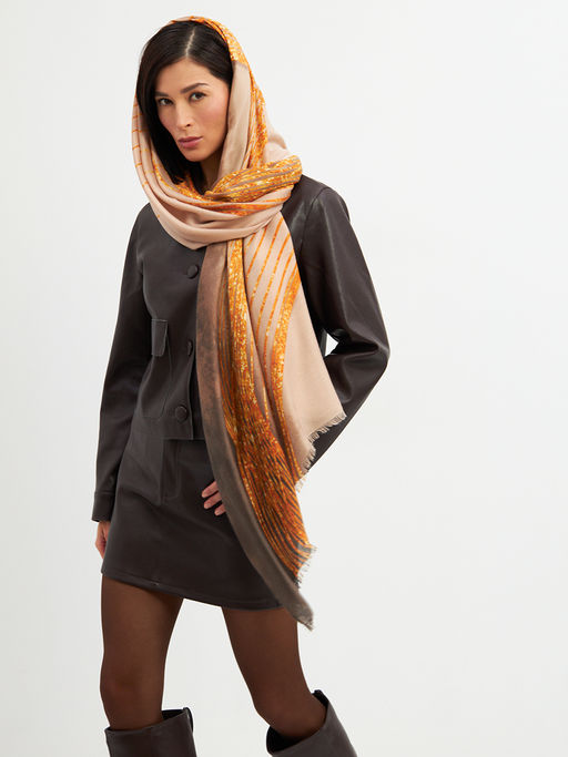 Большой, мягкий, тонкий и очень нежный двусторонний палантин с рисунком - Tantino фото 15