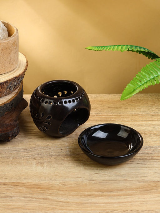 Подсвечник «Магнолия», 10×10×9 см, керамика, тёмно-коричневый