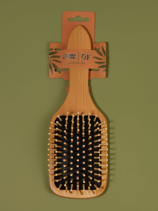 Расчёска массажная BAMBOO, бамбуковая, прямоугольная, 24×8 см