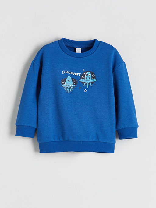 Bask?l? Erkek ?ocuk Sweatshirt ve E?ofman Alt 2li