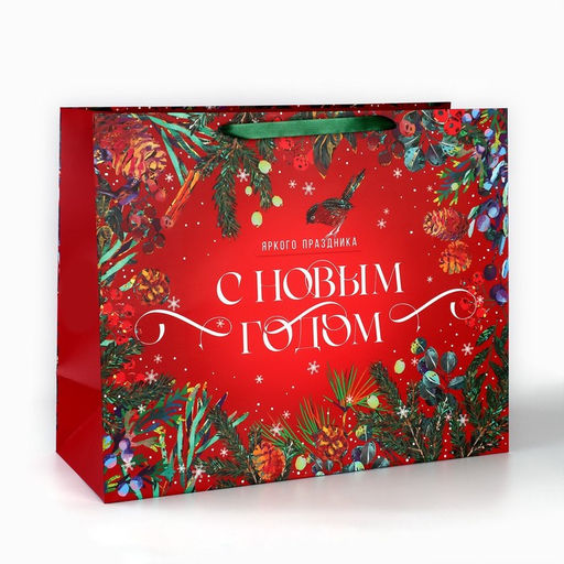Пакет подарочный новогодний ламинированный «С Новым годом», XL 49×40×19 см