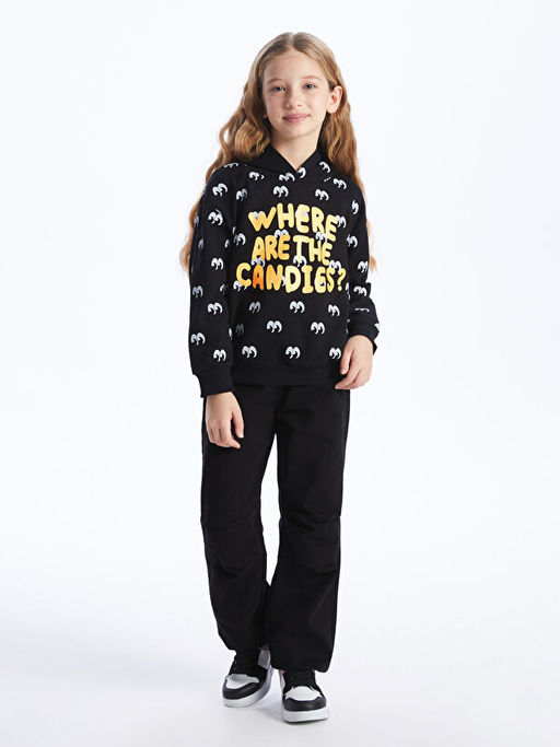 H12 Bask?l? Uzun Kollu K?z ?ocuk Hoodie - Waikiki фото 2