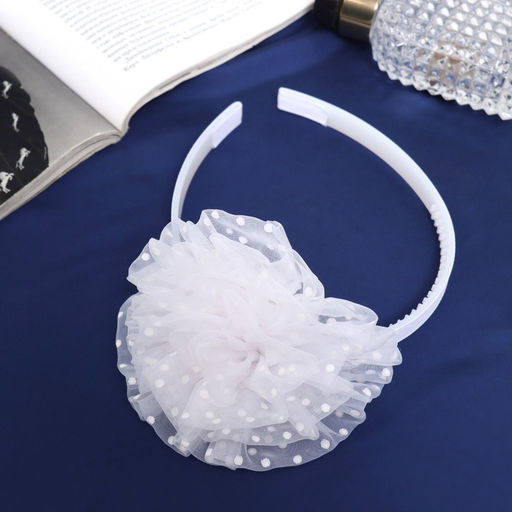 Цена за 6 шт. Ободок для волос «Школьница», облачко горох, d=10 см, белый