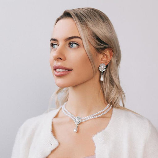 Набор 2 предмета: серьги, колье «Антуанетта» вспышка, цвет белый в серебре, 40 см