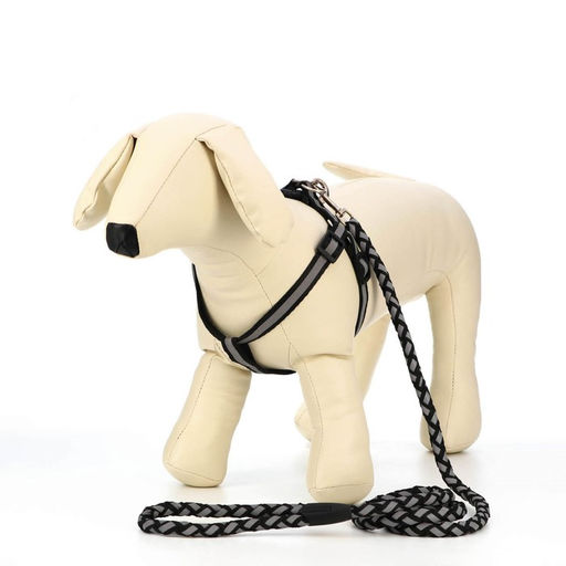 Комплект Плетенка, флуоресцентный, поводок 115 х 1 см, ОГ 32-48 х 1,5 см, чёрный - Пижон фото 2