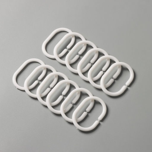 Кольца для штор Доляна, в ванную, пластик, 12 шт., 5.7×3.8 см, белые