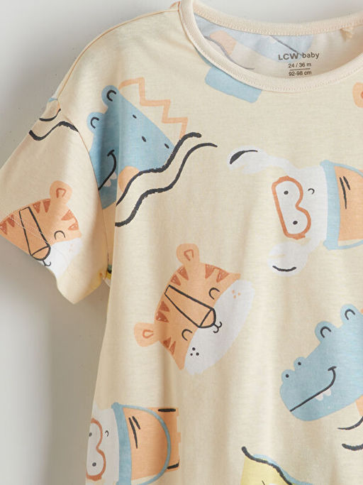 Bisiklet Yaka Bask?l? Erkek Bebek Ti??rt