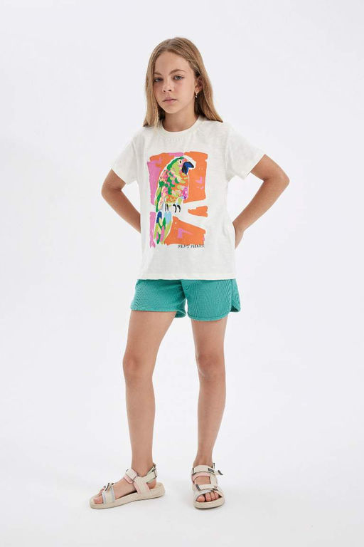 Вафельные шорты для девочек - Defacto фото 2