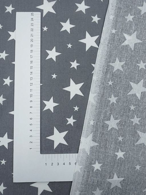 Бязь Звездное монако цв.графитово-серый, ш.2.2м, хлопок-100%, 110гр/м.кв - Купава фото 3