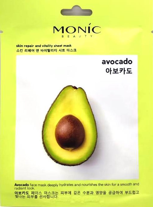 MONIC BEAUTY Тканевая маска для лица Авокадо 25мл (*10)