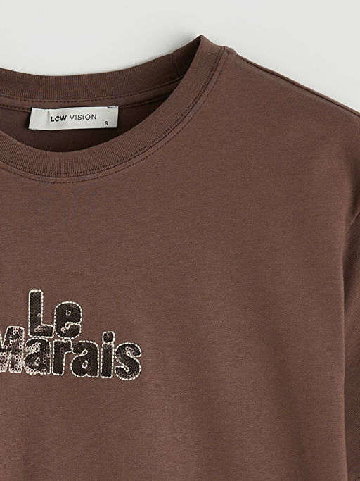 Bisiklet Yaka Pul Payet ??lemeli Kad?n Ti??rt