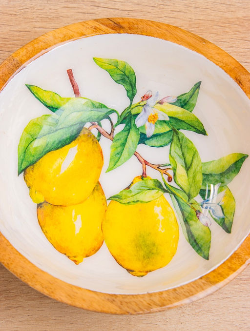 Салатник «Лимоны», 17.5×17.5×6.5 см, дерево манго