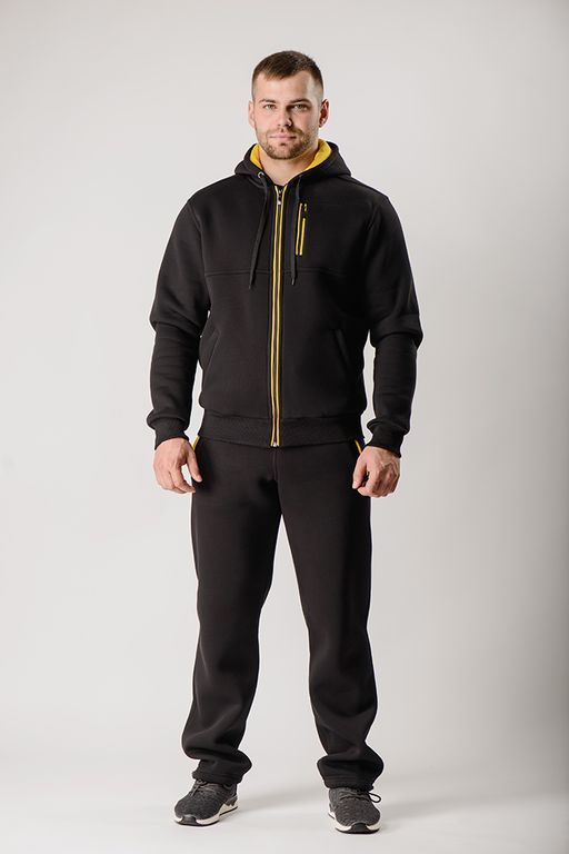 Утепленный костюм Футер 3-х ниточный М-1617: Чёрный / Жёлтый - Relay фото 2